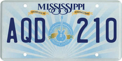 MS license plate AQD210