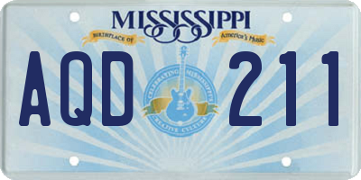 MS license plate AQD211