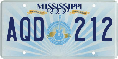 MS license plate AQD212