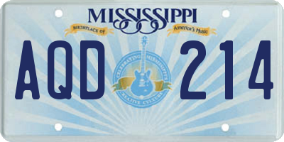 MS license plate AQD214