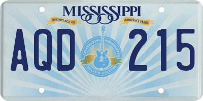 MS license plate AQD215