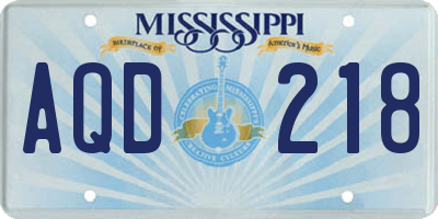 MS license plate AQD218