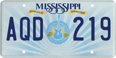 MS license plate AQD219