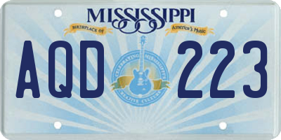 MS license plate AQD223