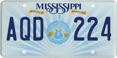 MS license plate AQD224