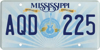 MS license plate AQD225