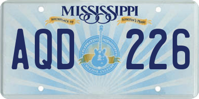 MS license plate AQD226