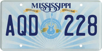 MS license plate AQD228