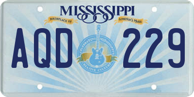 MS license plate AQD229