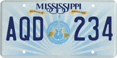 MS license plate AQD234