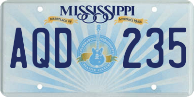 MS license plate AQD235