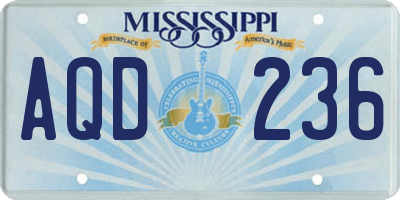 MS license plate AQD236