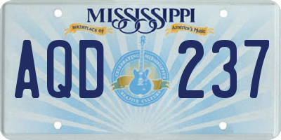 MS license plate AQD237