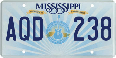 MS license plate AQD238
