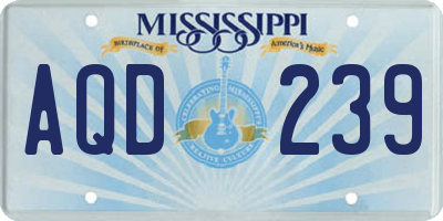 MS license plate AQD239