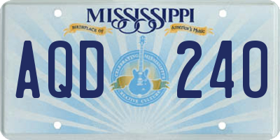 MS license plate AQD240