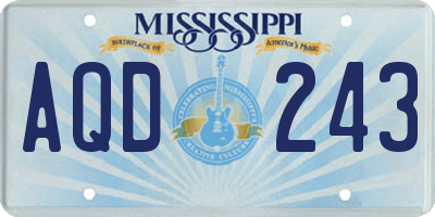 MS license plate AQD243