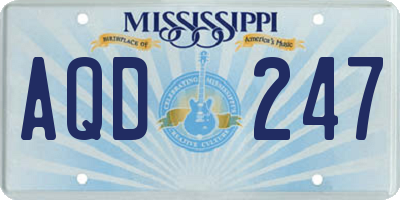 MS license plate AQD247