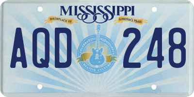 MS license plate AQD248