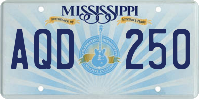 MS license plate AQD250