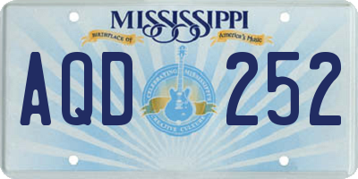 MS license plate AQD252