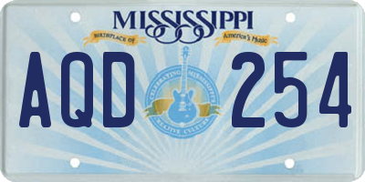 MS license plate AQD254