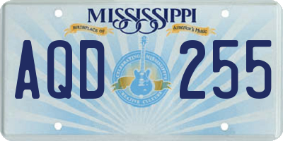 MS license plate AQD255