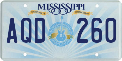 MS license plate AQD260