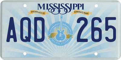 MS license plate AQD265