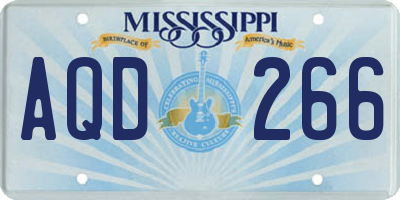 MS license plate AQD266