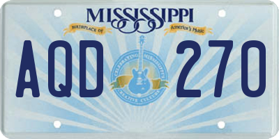 MS license plate AQD270