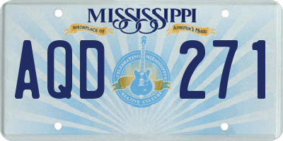 MS license plate AQD271