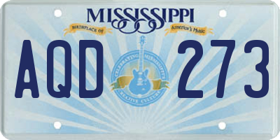 MS license plate AQD273