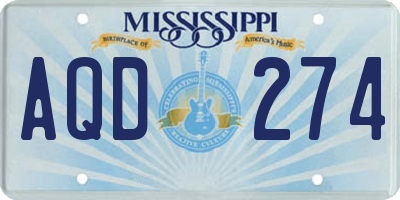 MS license plate AQD274