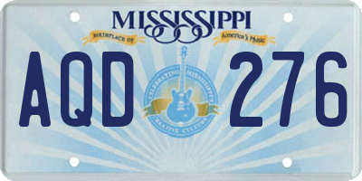 MS license plate AQD276