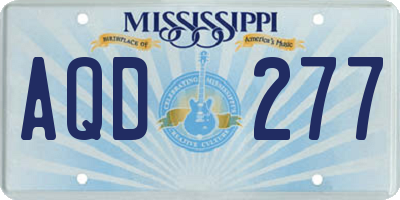 MS license plate AQD277