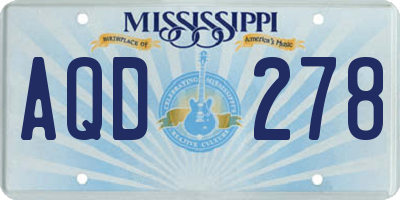 MS license plate AQD278