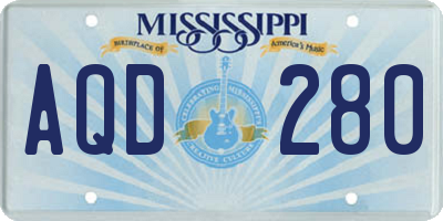 MS license plate AQD280
