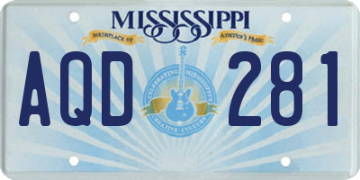 MS license plate AQD281