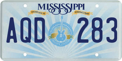 MS license plate AQD283