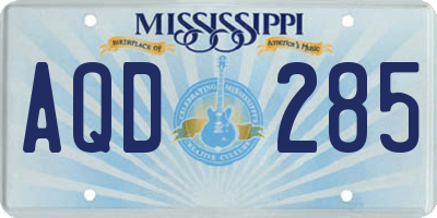 MS license plate AQD285