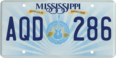 MS license plate AQD286