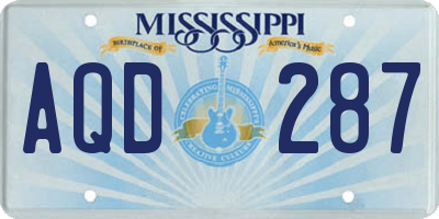 MS license plate AQD287