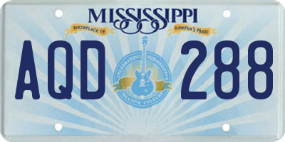 MS license plate AQD288