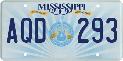 MS license plate AQD293