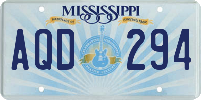 MS license plate AQD294