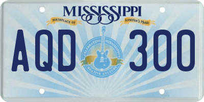 MS license plate AQD300