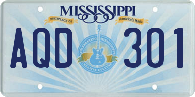 MS license plate AQD301