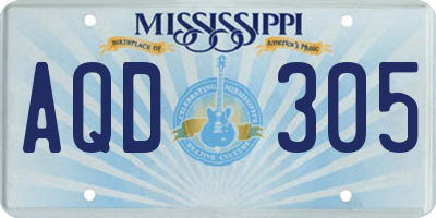 MS license plate AQD305