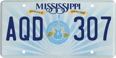 MS license plate AQD307